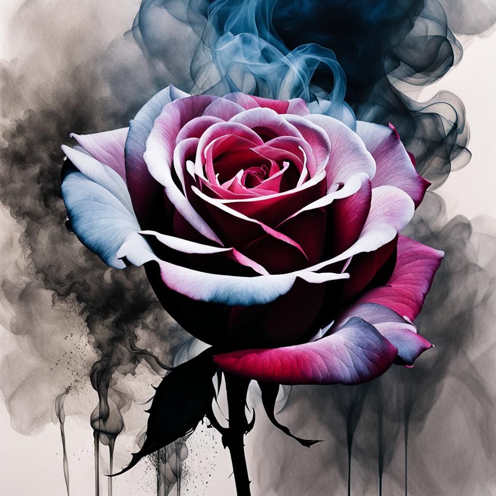 Smoky Rose Double Exposure: Watercolour Fantasy