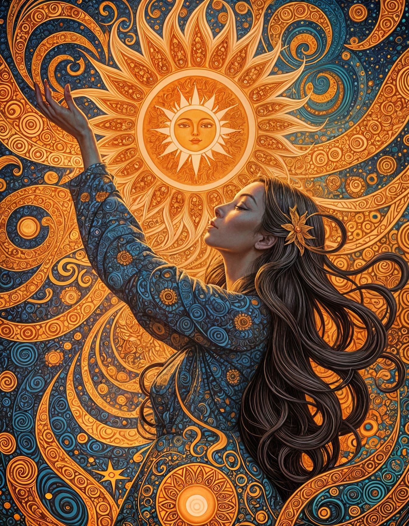 Vibrant Goddess Radiates Cosmic Sunshine