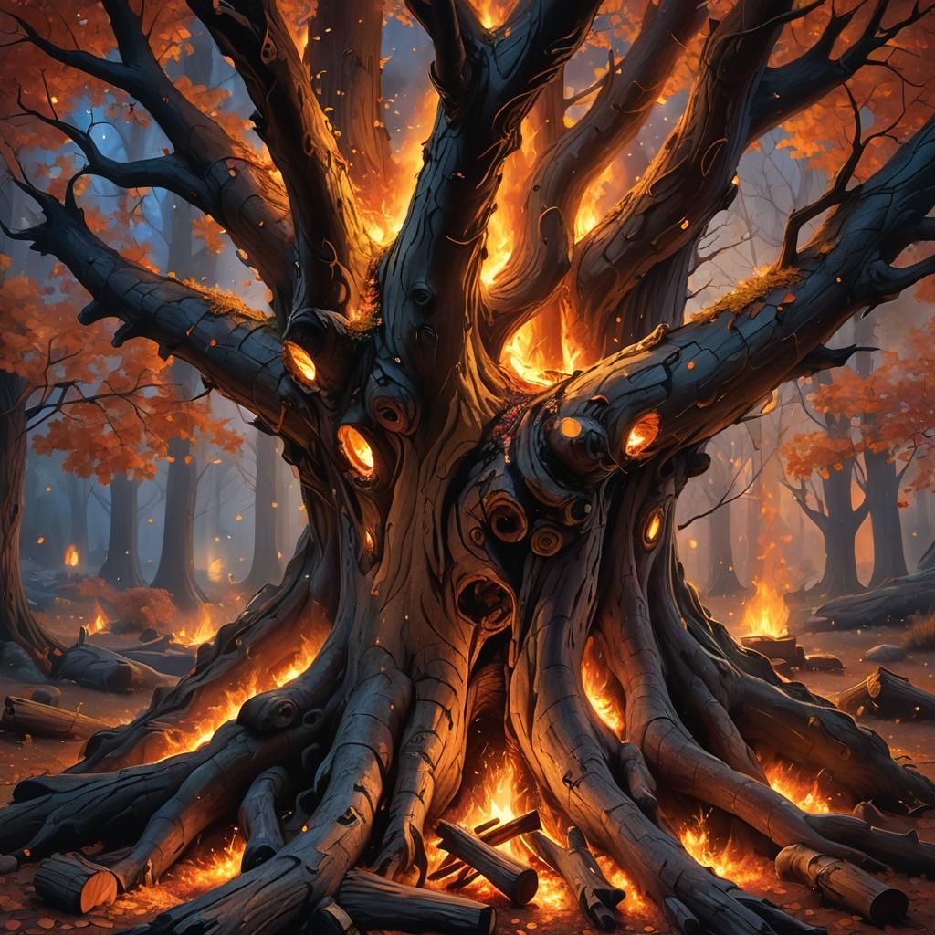Campfire Tree: A Hyper-Realistic Digital Art Diorama