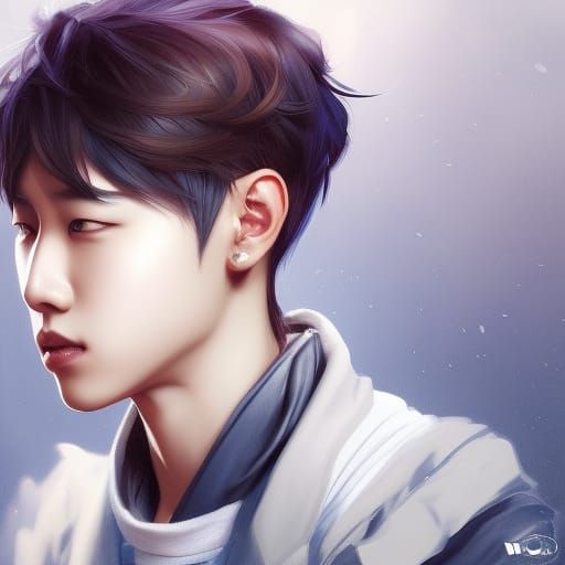 Handsome Kpop Star Portrait in Hyperdetailed Style