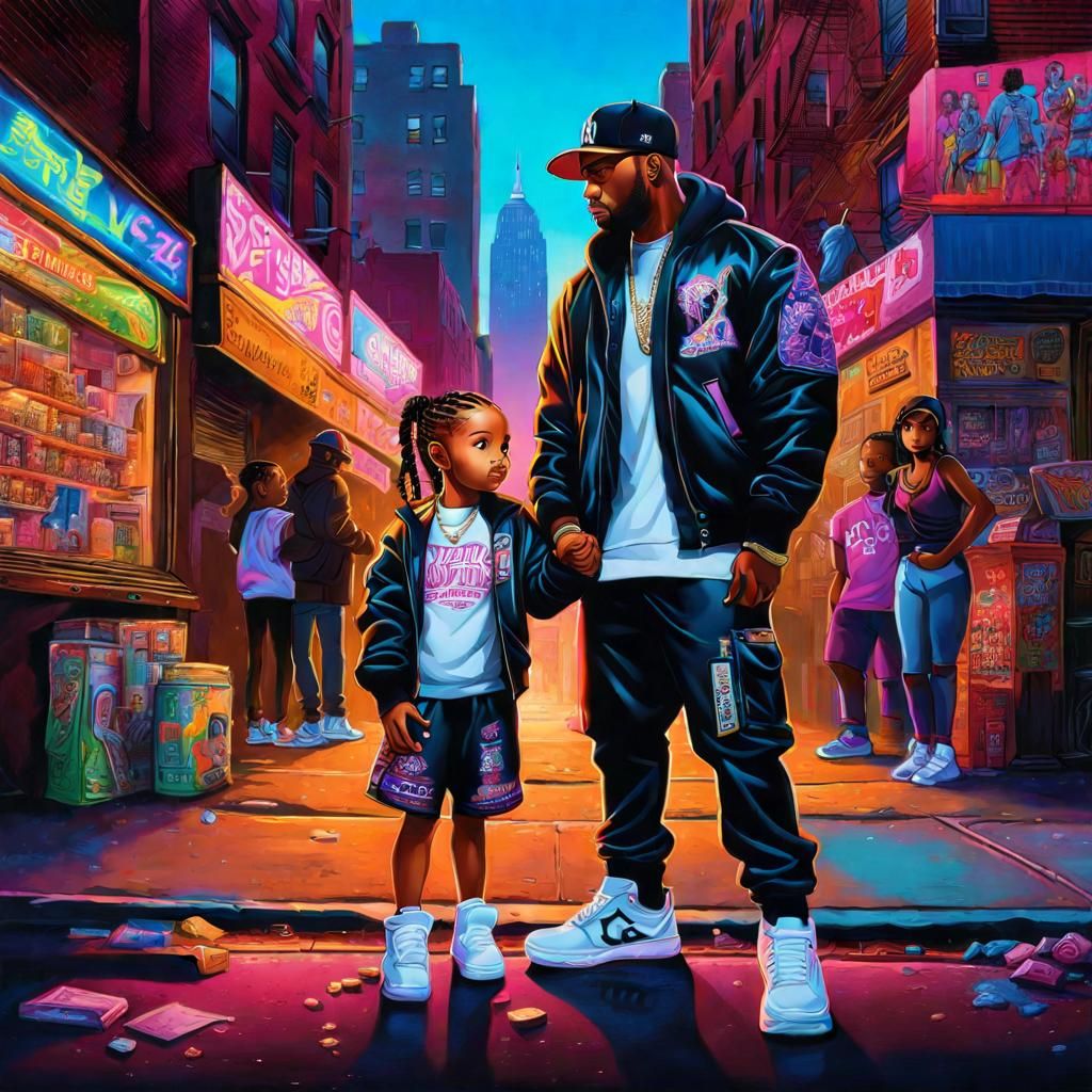 Father and Daughter in Hip-Hop Style, Hyperrealism