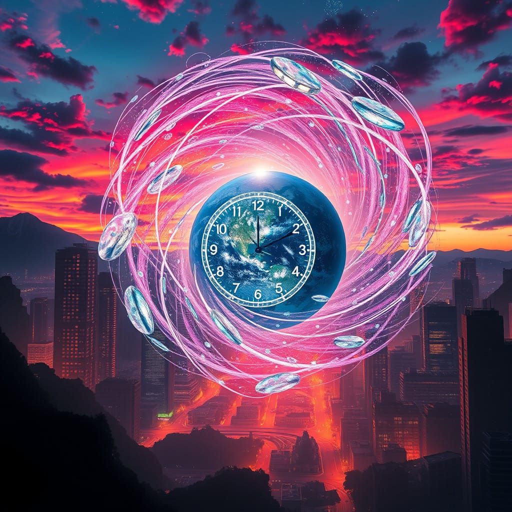 Cosmic City Dusk: Time in Motion