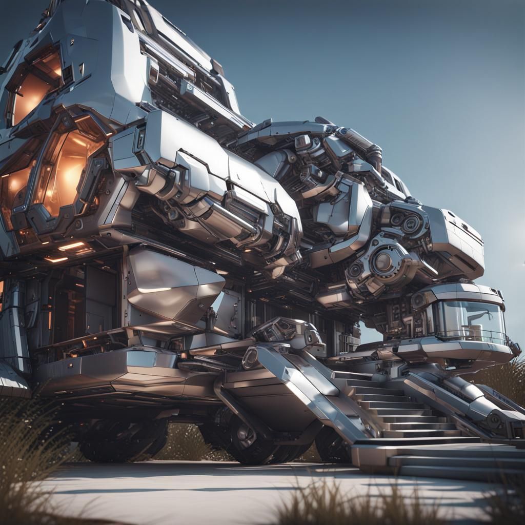 Futuristic Modern House with Intricate Mech Details