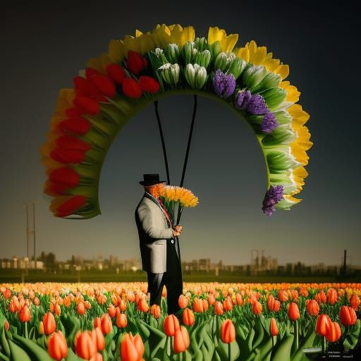 Surreal Tulips in Sepia Tones with Color Highlights