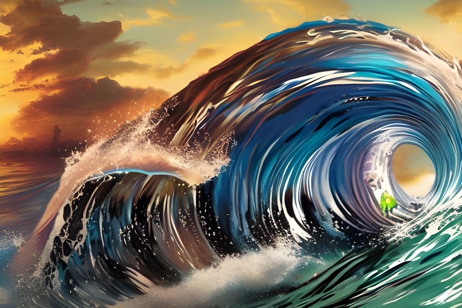 Chaos Wave Surfing: AI Generated Image
