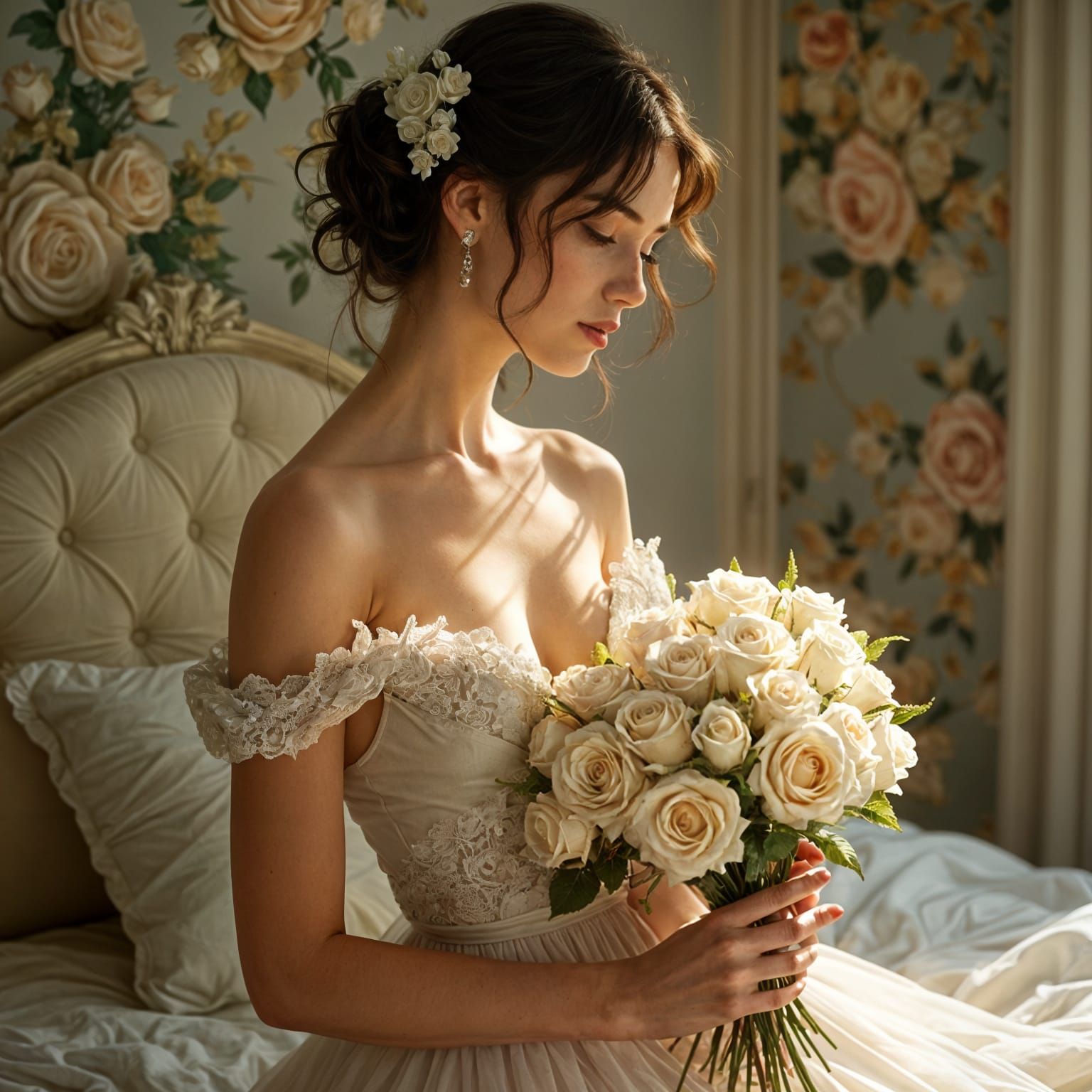 Elegant Bouquet of White Roses in Classic Style
