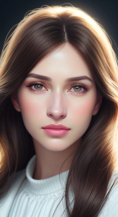 Brunette Woman Portrait in Hyper-realistic Style