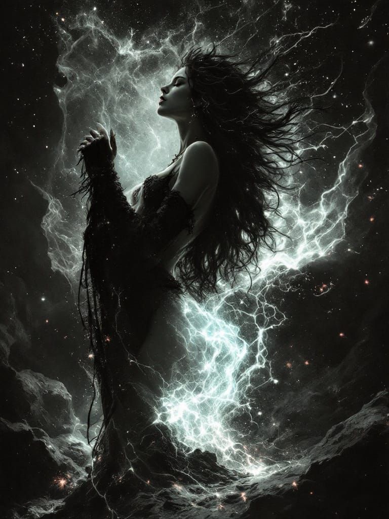 Dramatic Phosphorescent Engravings in Charcoal and Silver