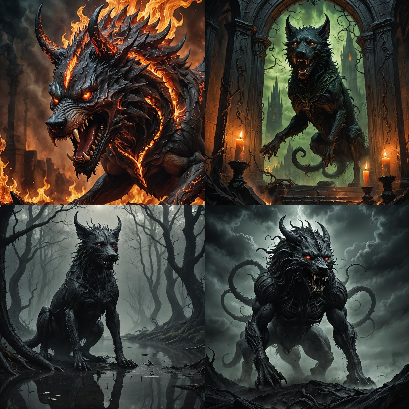 Ethereal Tzimisce Hellhounds in Gothic Horror Style