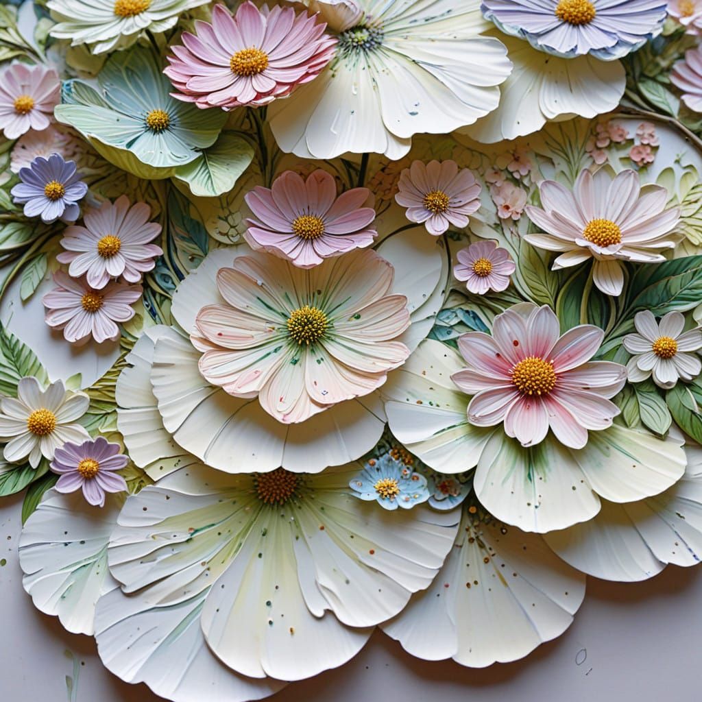 Vibrant Watercolor Garden in Impasto Style