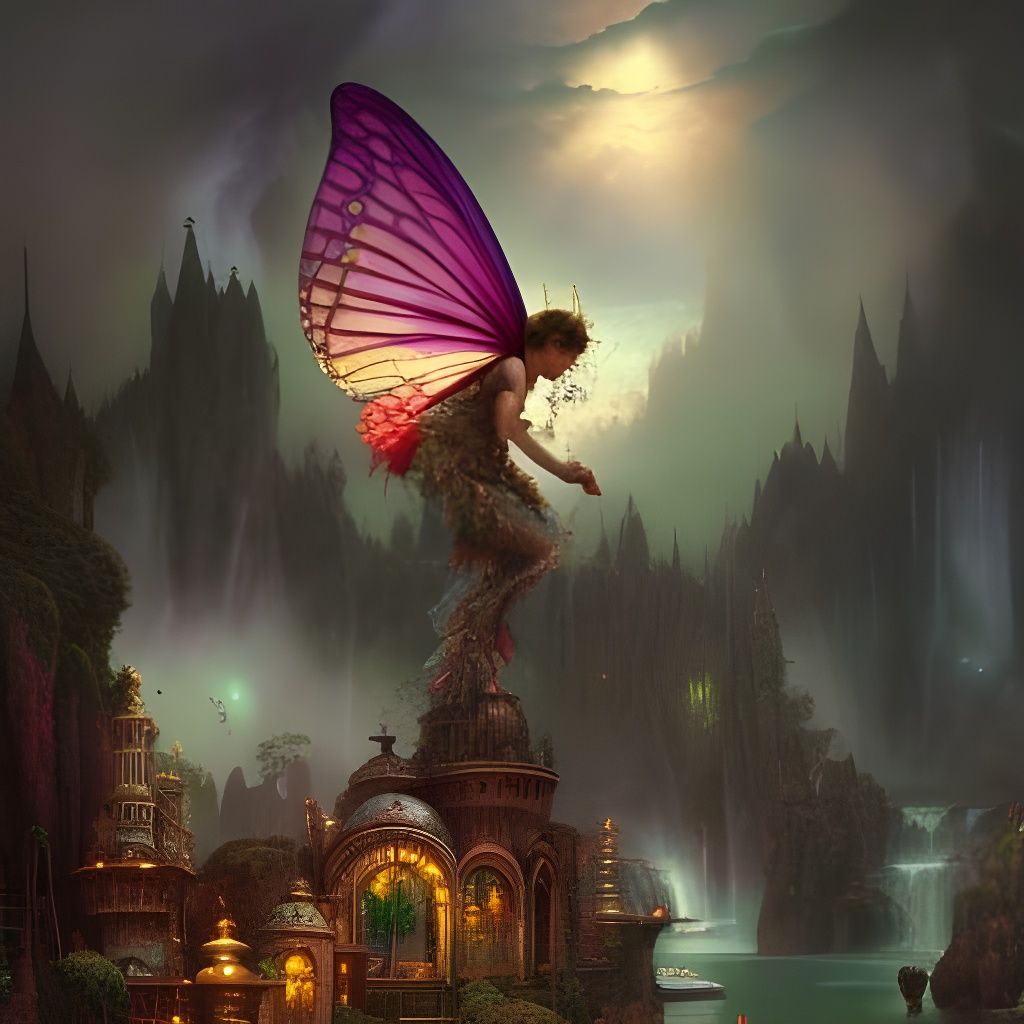 Whimsical Fairy Wonderland in Oil Painting Style