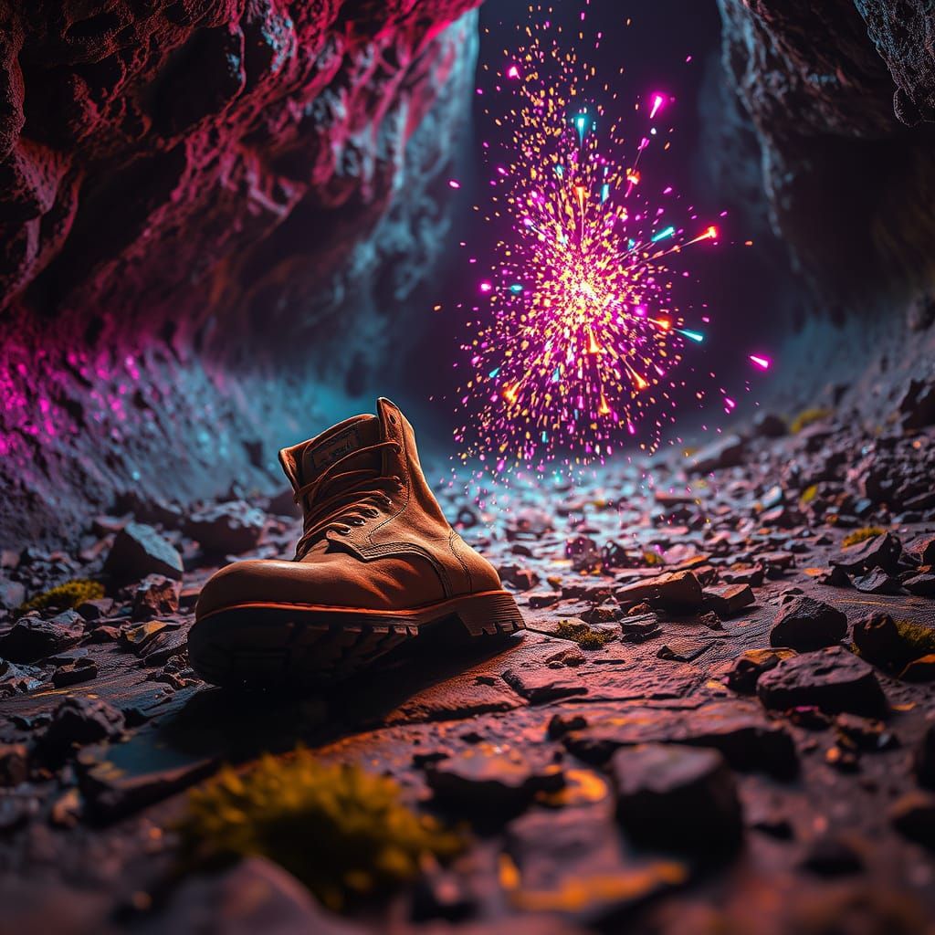 Underground Cavern with Bioluminescent Pixie Dust