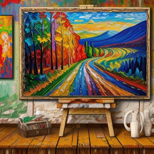 Mosaic Landscape in Expressionist Impasto Style