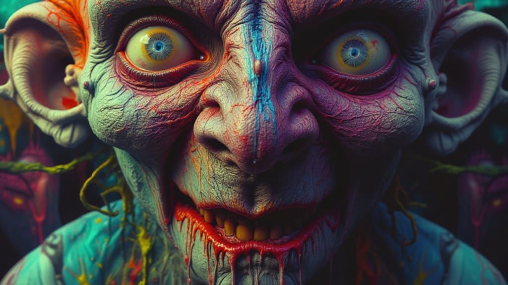 Unsettling Fractal Man in Analog Horror Style