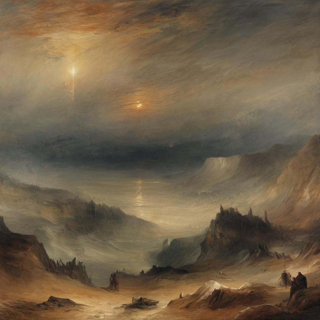 Grimdark Landscape Painting in Turner Style