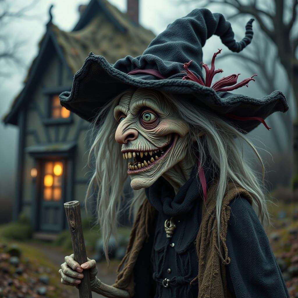 Grotesque Claymation Apple Witch Doll