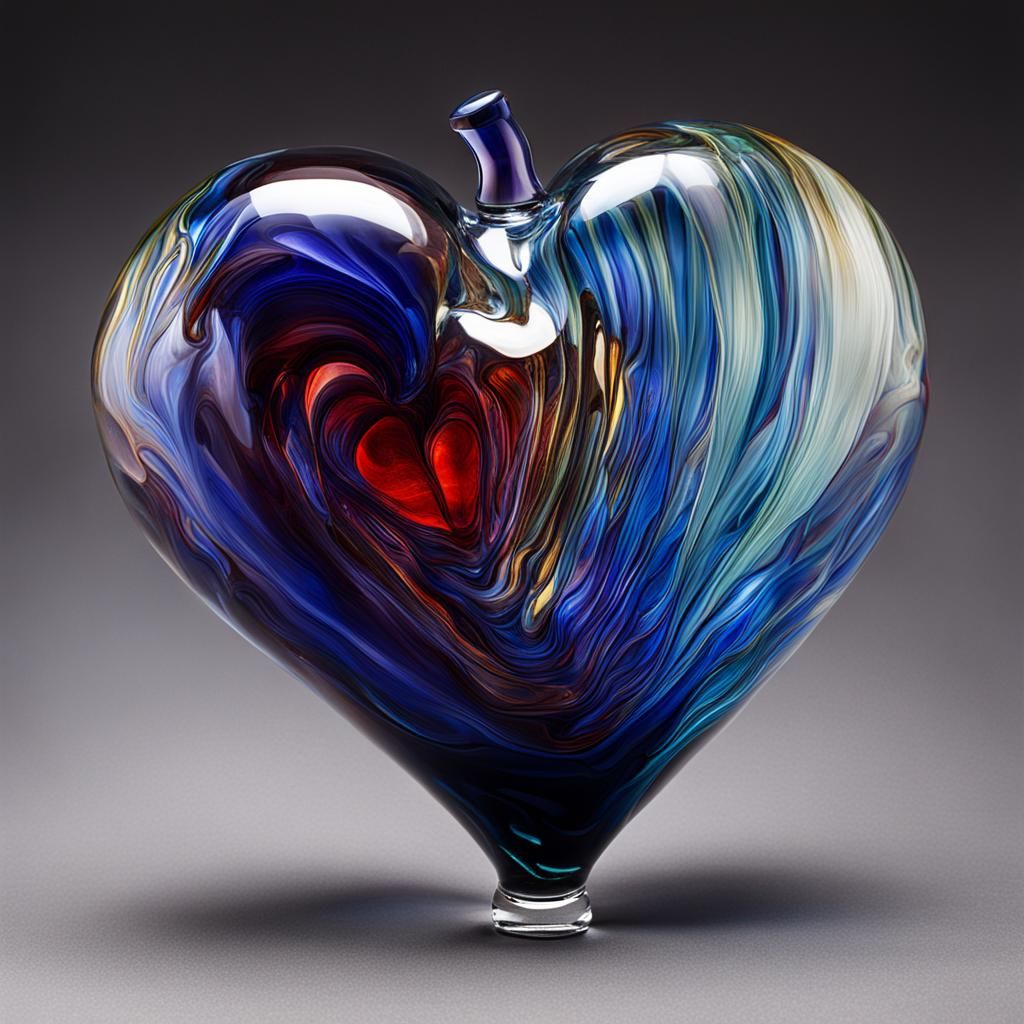 Blown Glass Heart in Renaissance Style