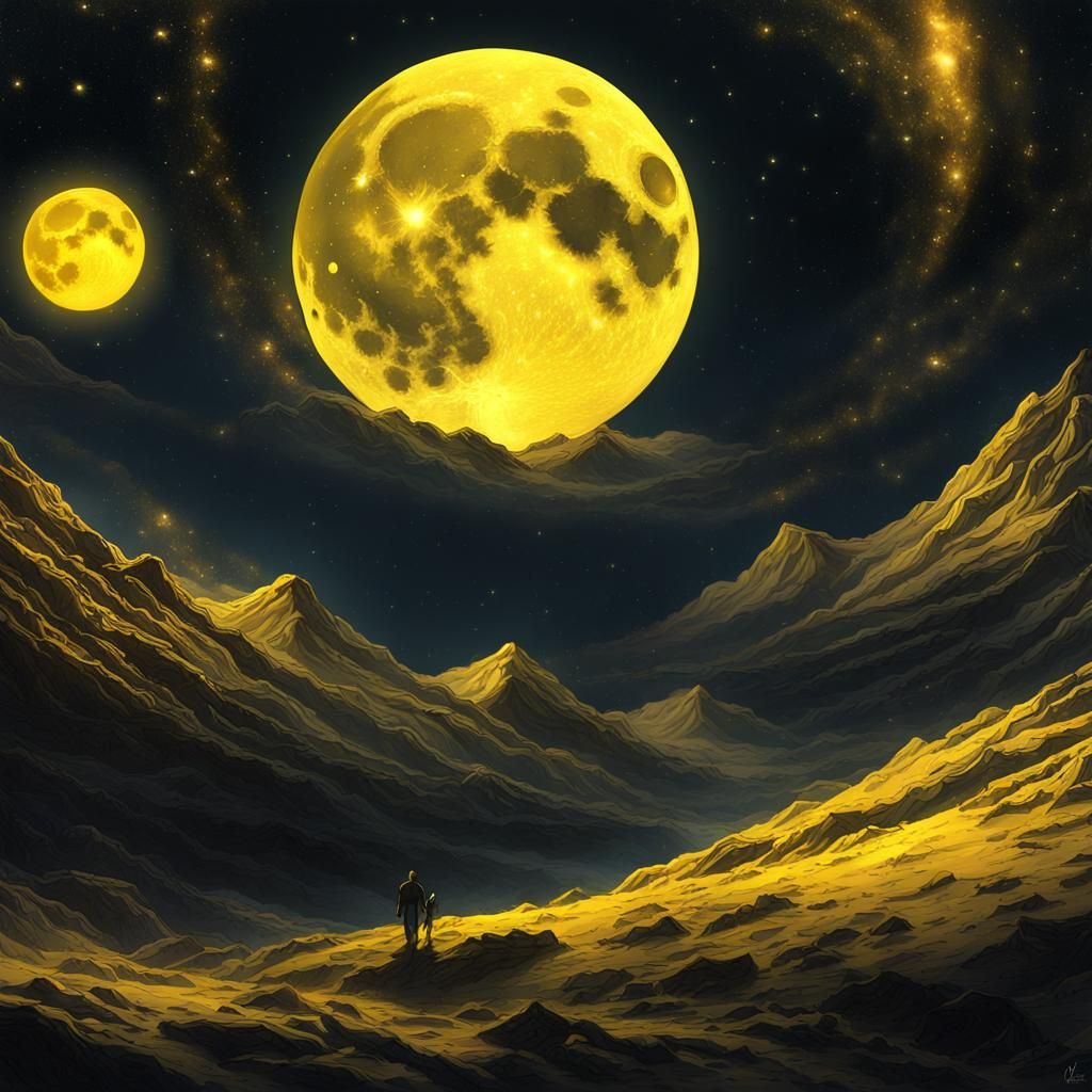 Ethereal Yellow Moon Fantasy Concept Art
