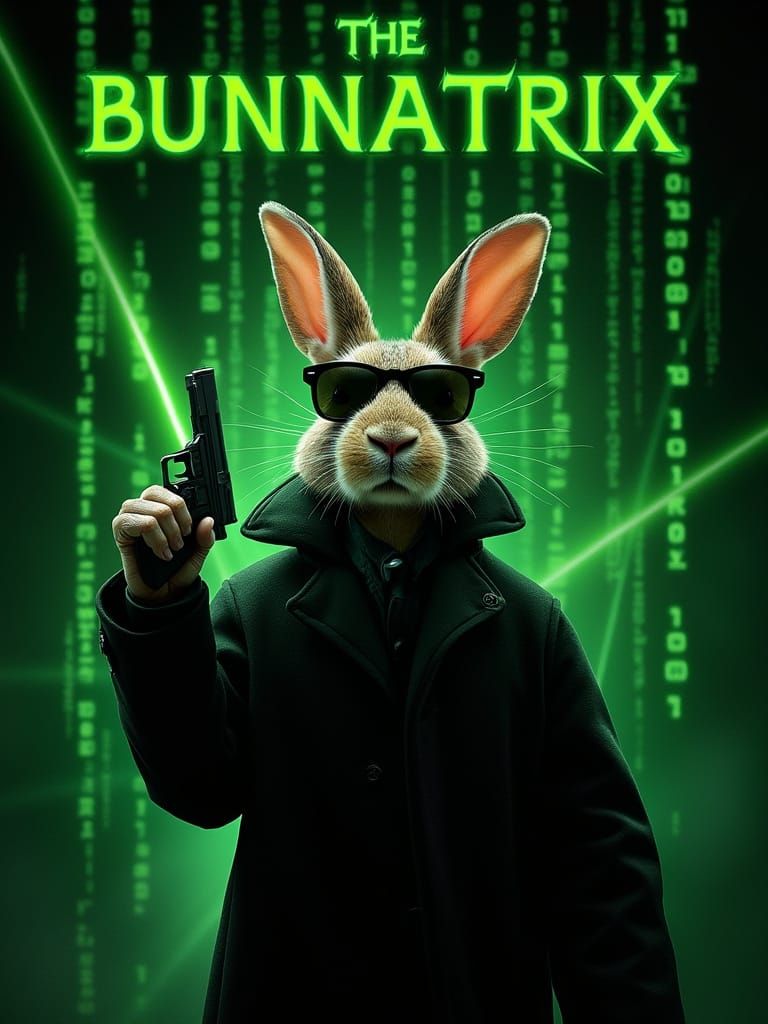 Bunnatrix: A Futuristic Rabbit Takes on the Matrix