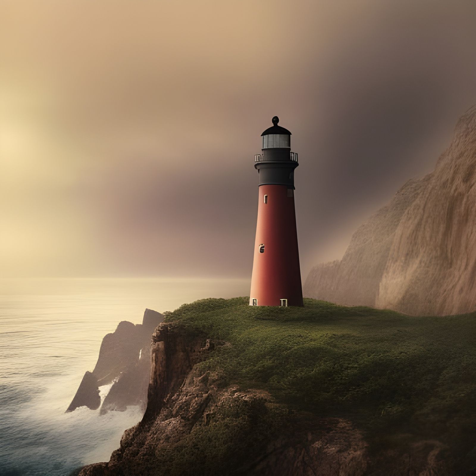 Lighthouse on Cliff: Dramatic Digital Matte Painting