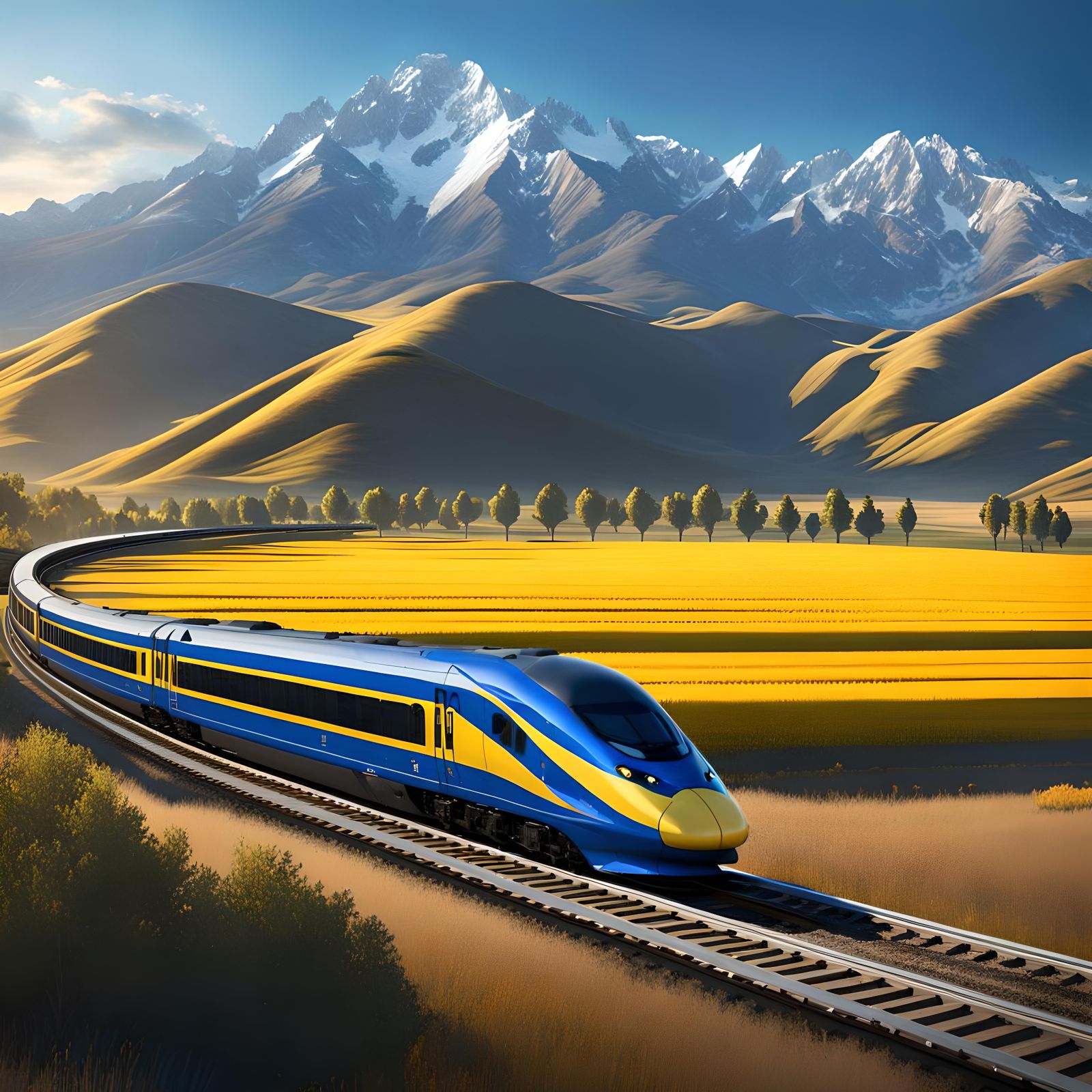 California High Speed Rail Train in Farmland