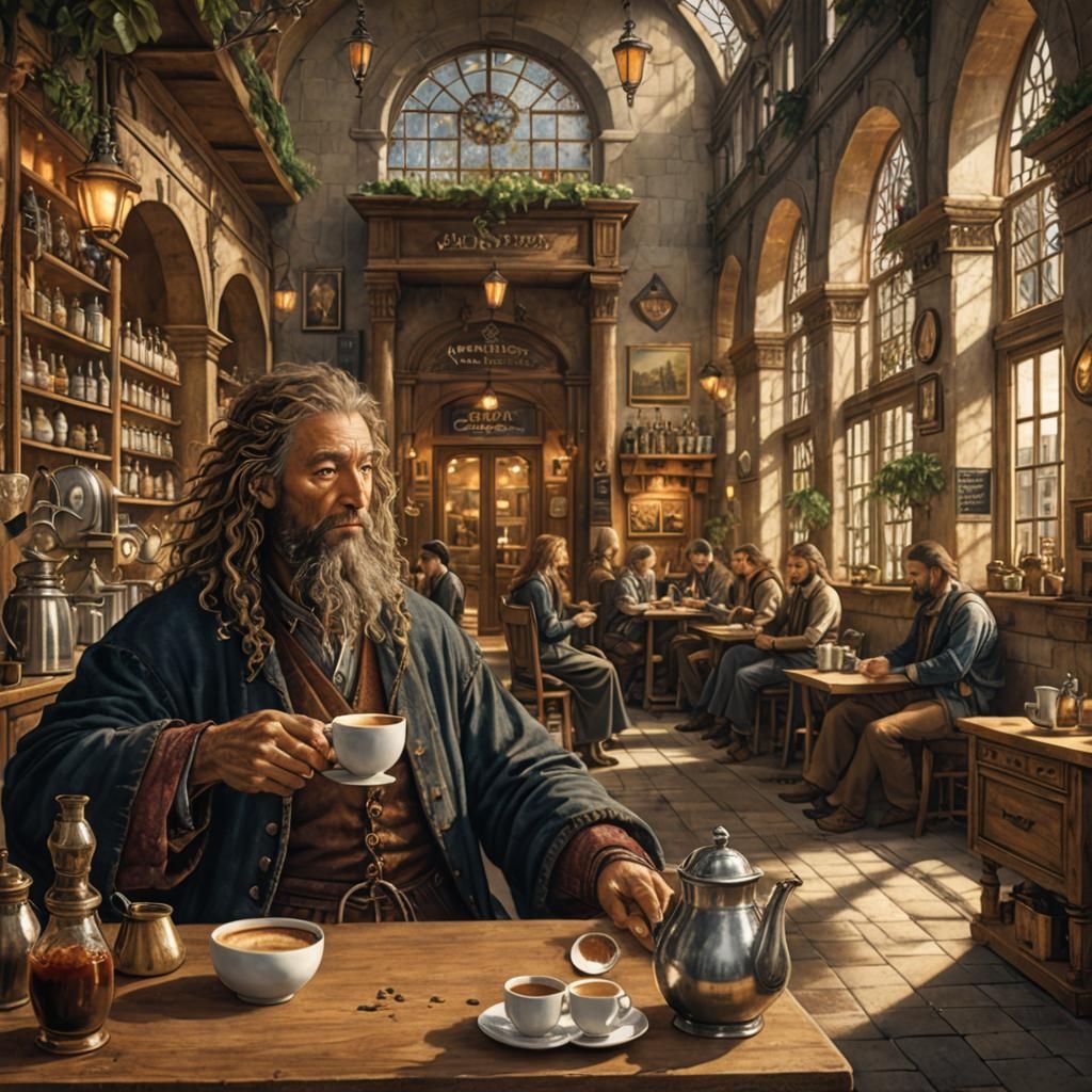 Renaissance Cafe Scene Inspired by Dürer