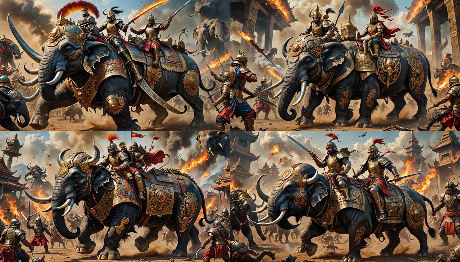 Buffalo Warrior in Thai Armor on Battlefield