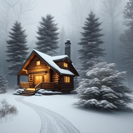 Cozy Cabin in Snowy Winter Wonderland