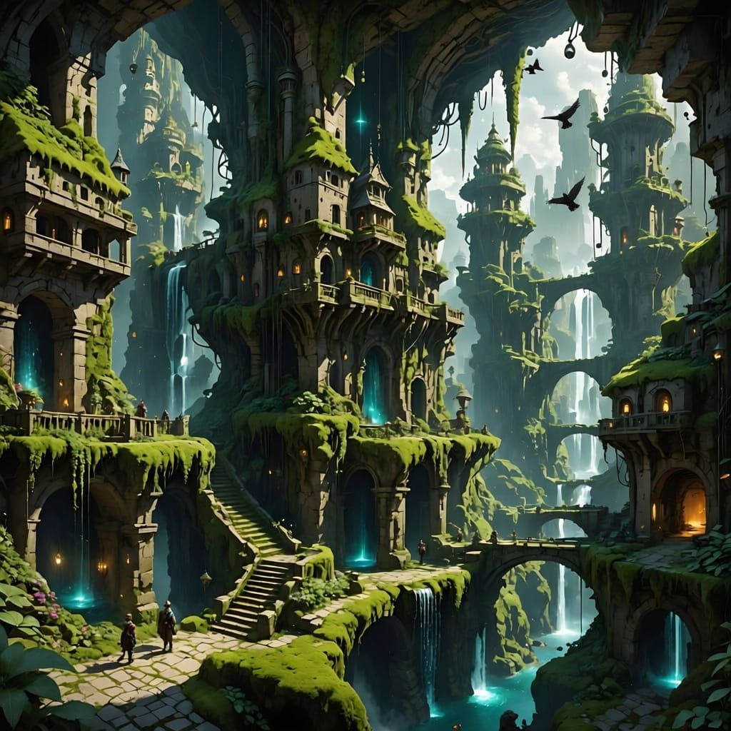 Ancient City on Giant Automaton Digital Painting