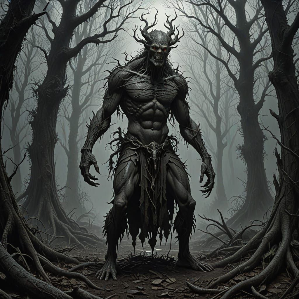 Ancient Shaman Embodied by Twisted Vines and Roots