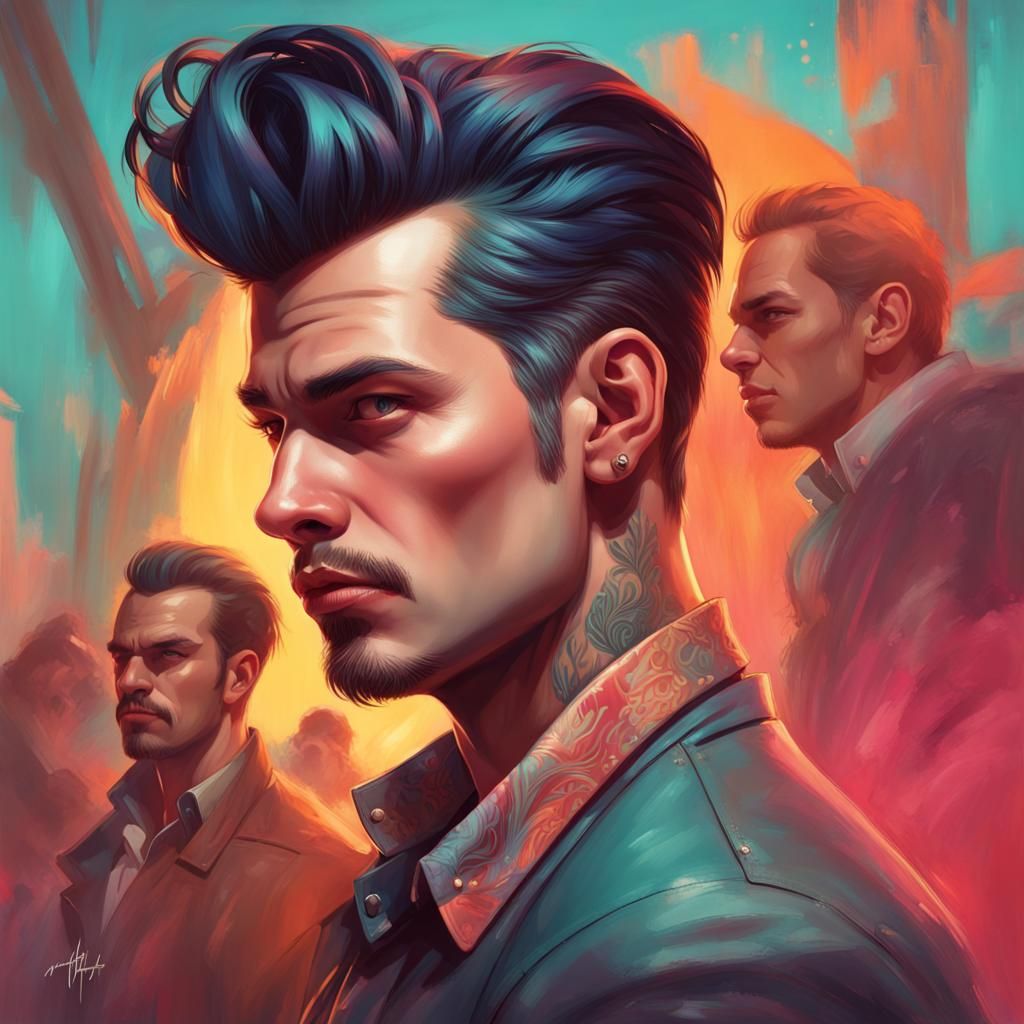 Rockabilly Band Portrait in Hyperdetailed Digital Art