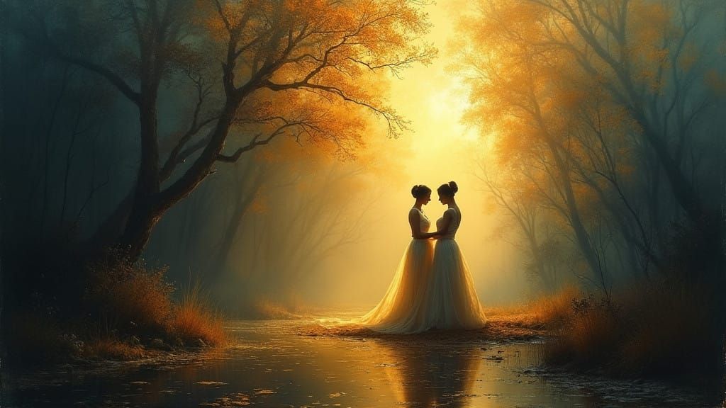 Surrealistic Juxtaposition of Day and Night in Golden Light