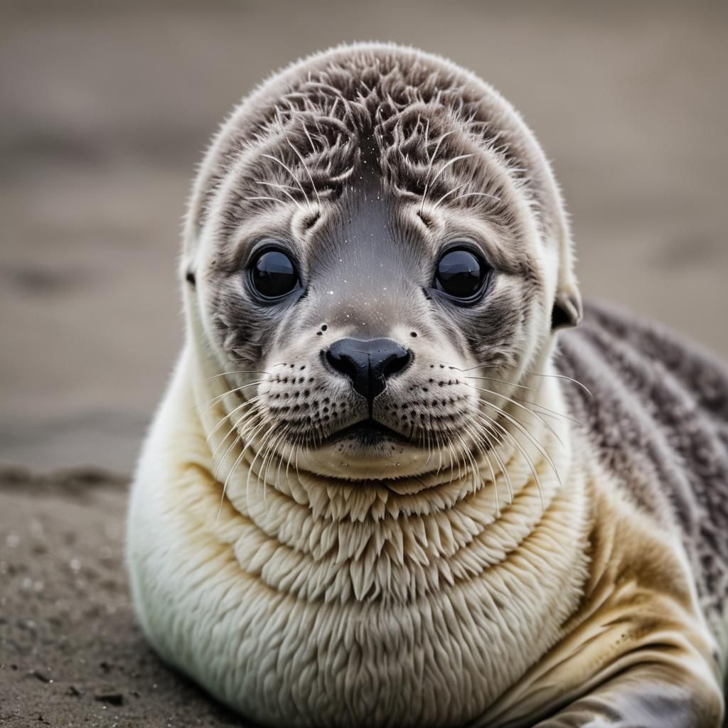 Adorable Colorful Portrait of a Baby Seal