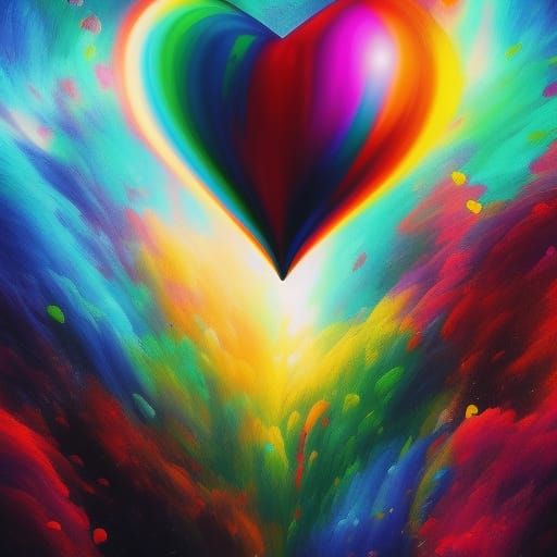 Colorful Hyperrealistic Heart in Splash Art Style