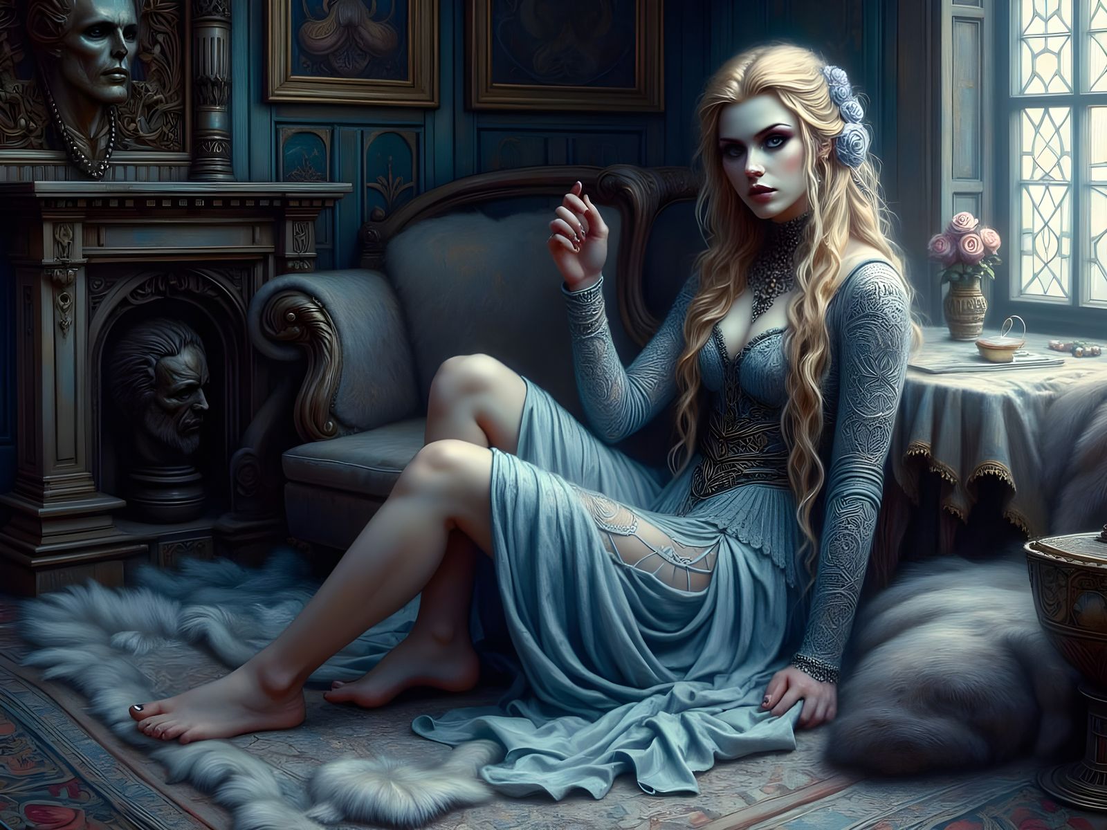 Gothic Norse Goddess in Dark Castle Portrait