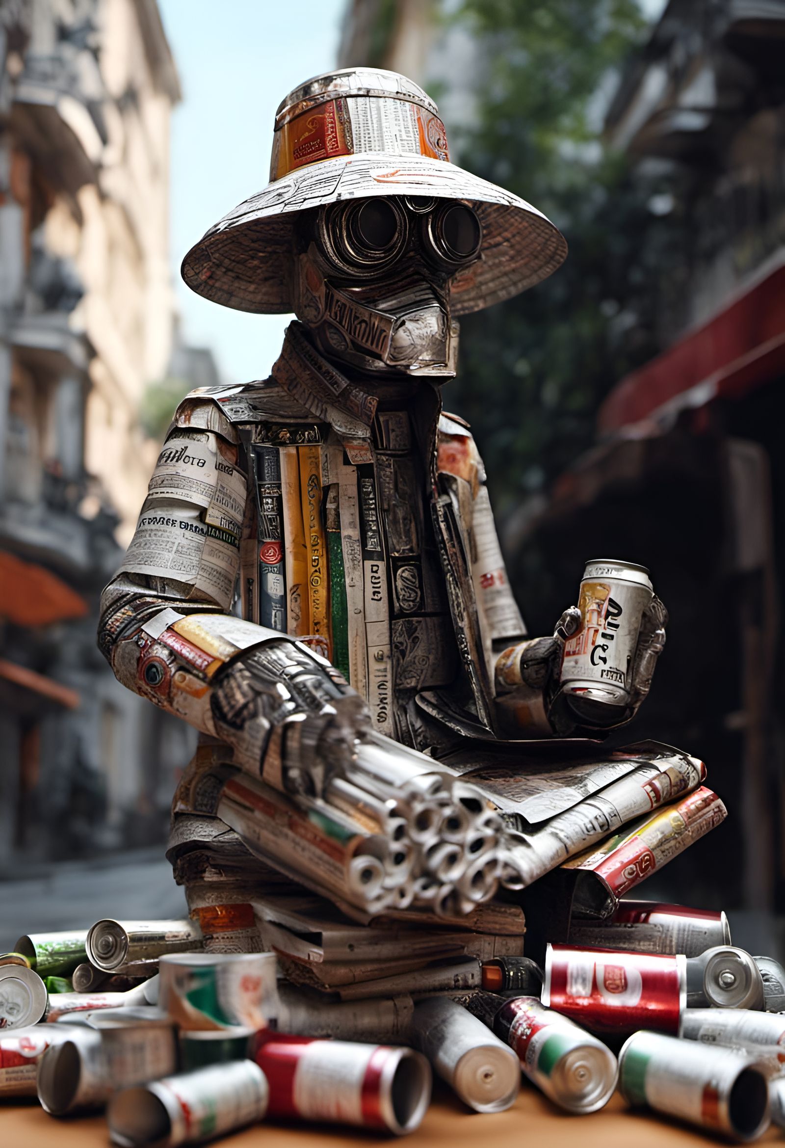 Detailed Newspaper Sculpture: Digital Matte Painting