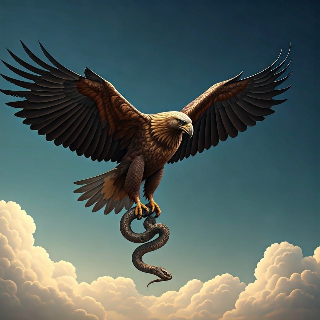 Eagle and Snake in Mythological Scene