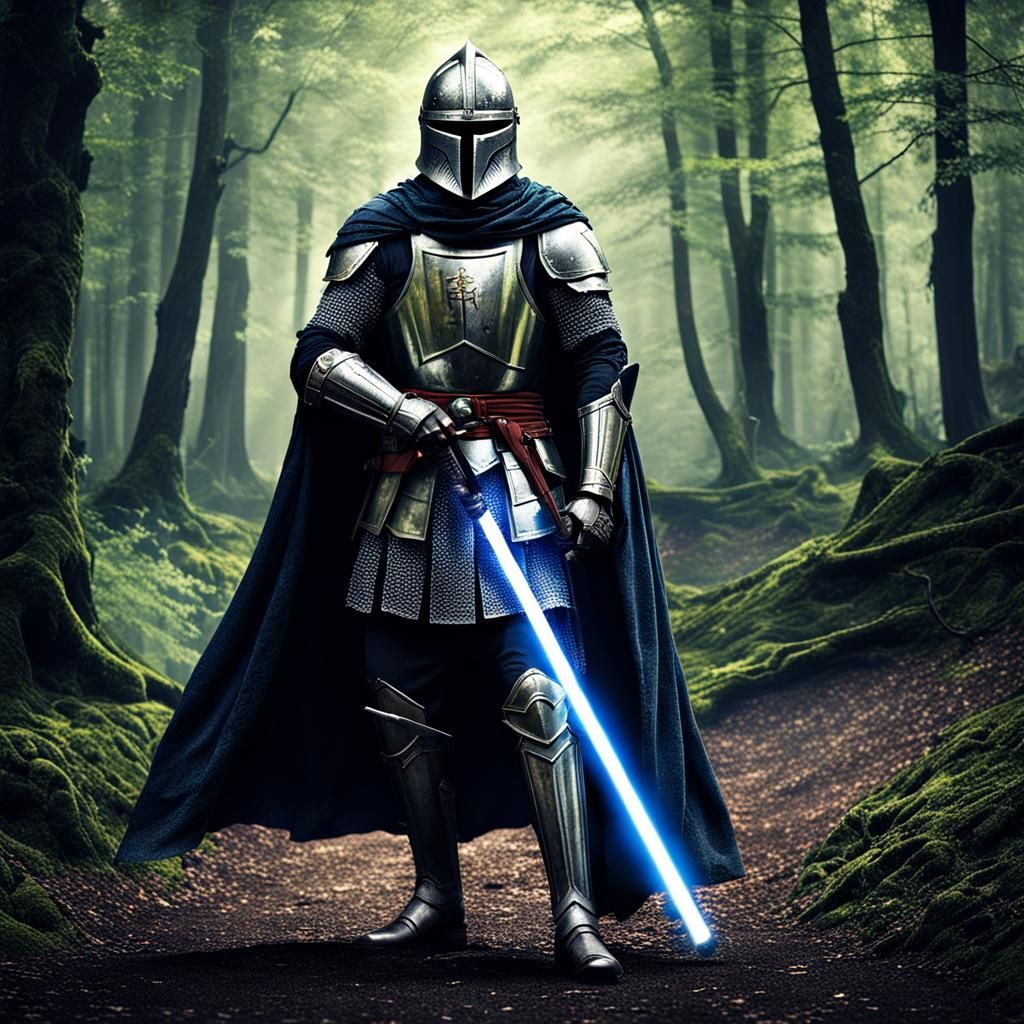 Medieval Knight with Lightsaber