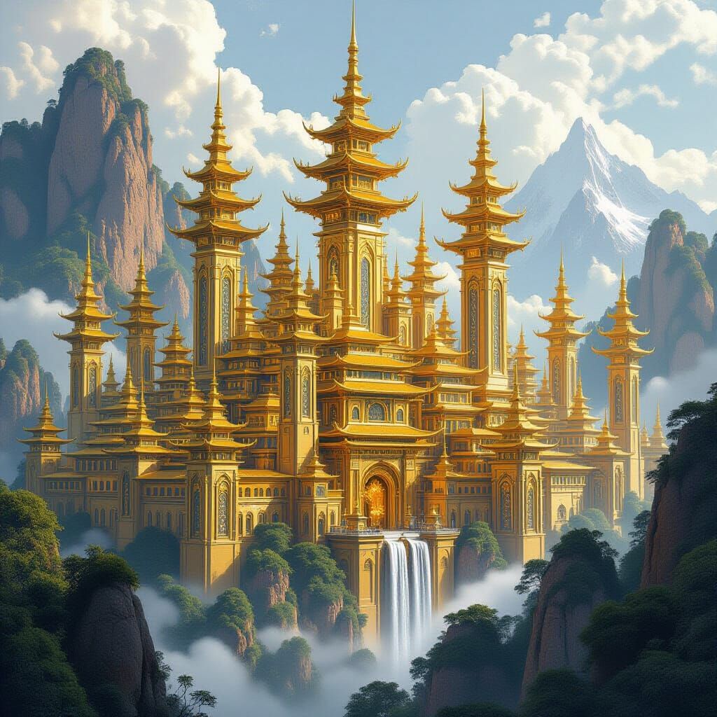 Majestic Golden Towers of a Surreal Shangri-La