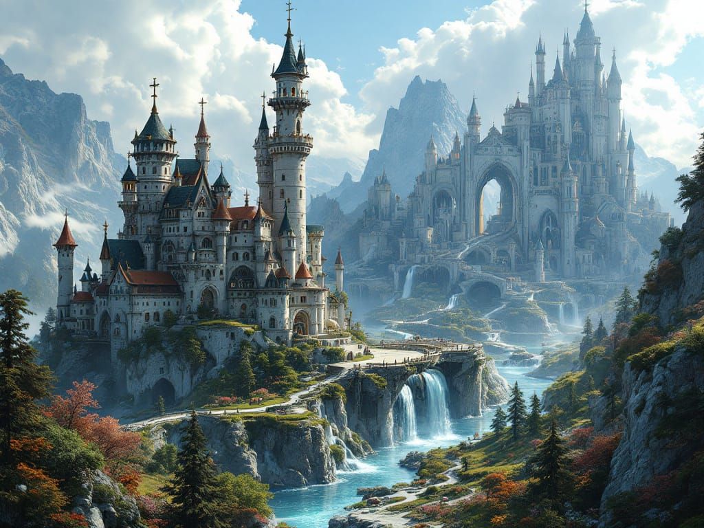 Fantasy vs Futuristic Castles in Hyperrealism