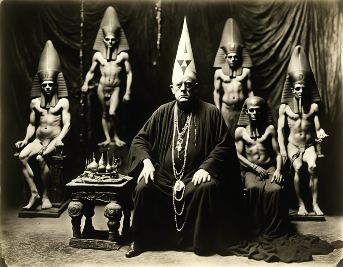 Aleister Crowley with egyptian pharaohs