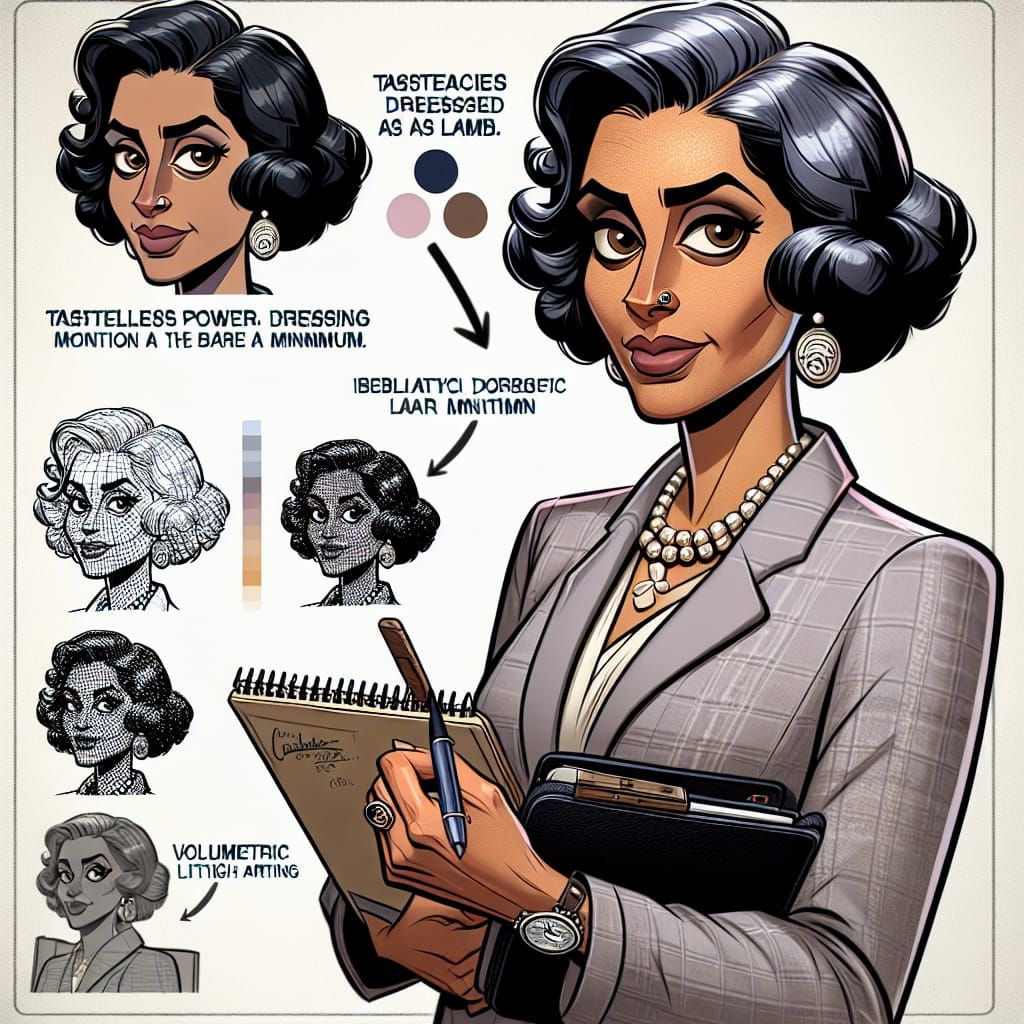 Tacky Power Dresser Real Estate Agent in Cartoon Portrait