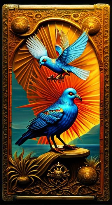 Sword Piercing Bible with Flaming Dove