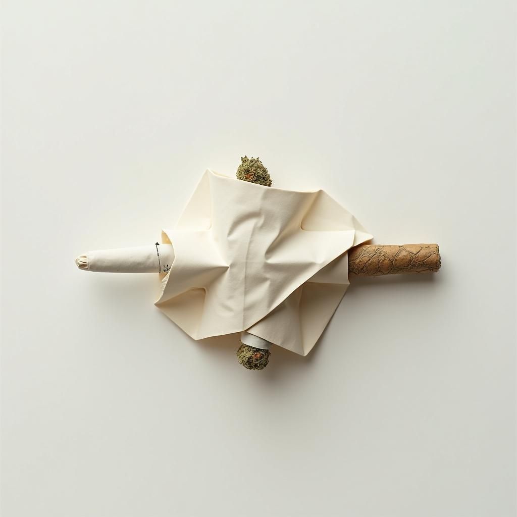 Origami Cannabis Joint in Watercolor Papercraft Style