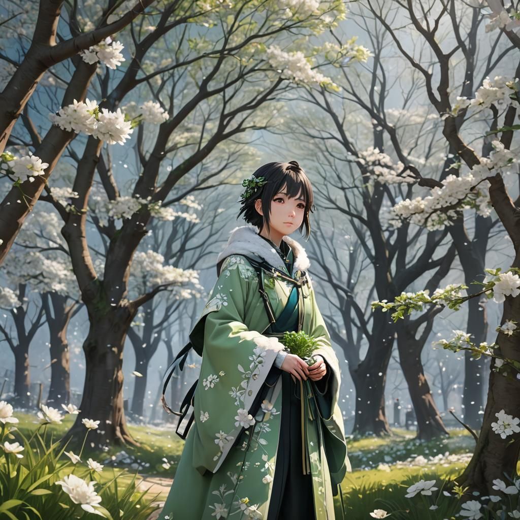 Anime Spring Snowfall in 3D