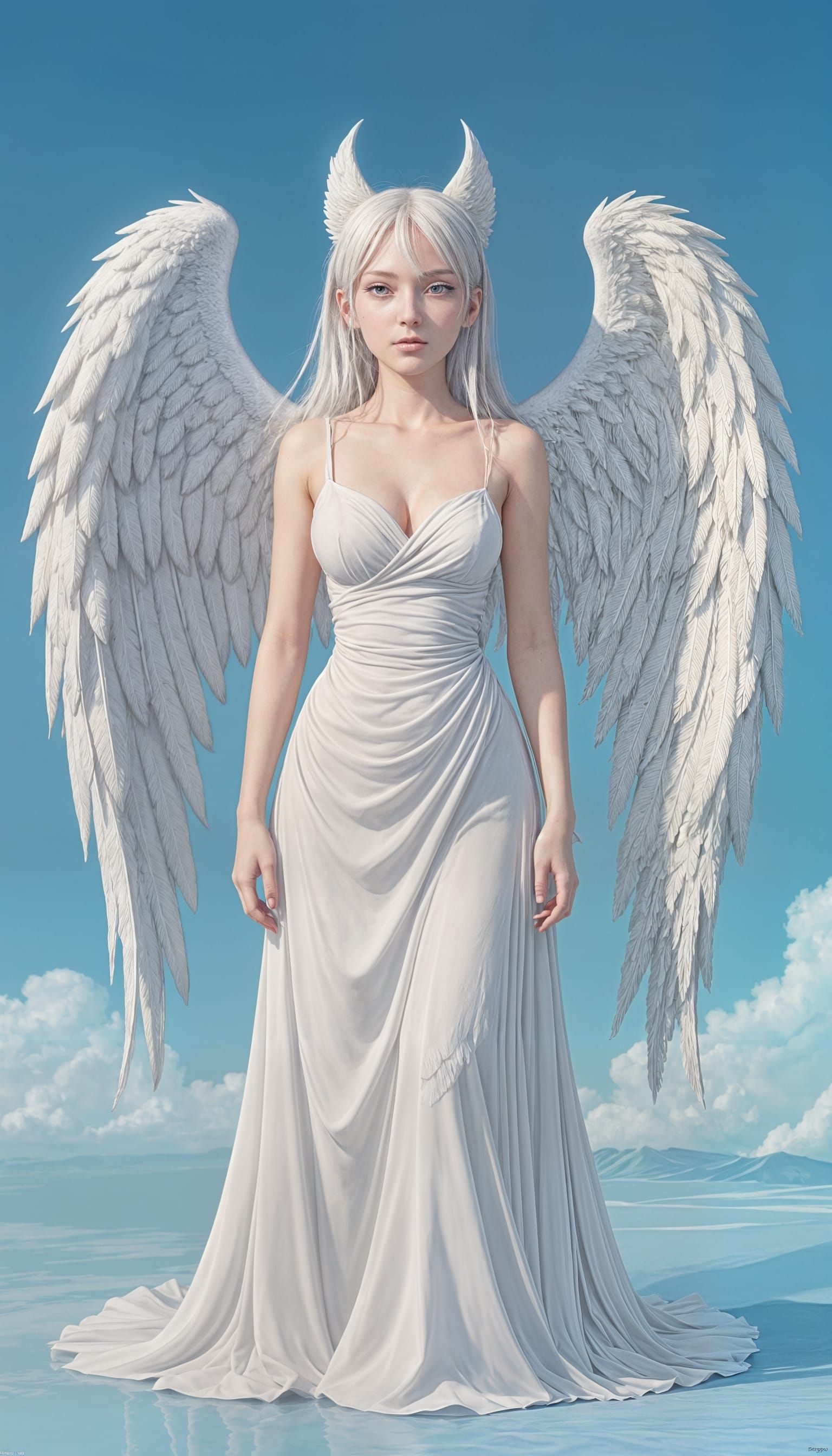 Mournful Angel in Surreal Fog Realm