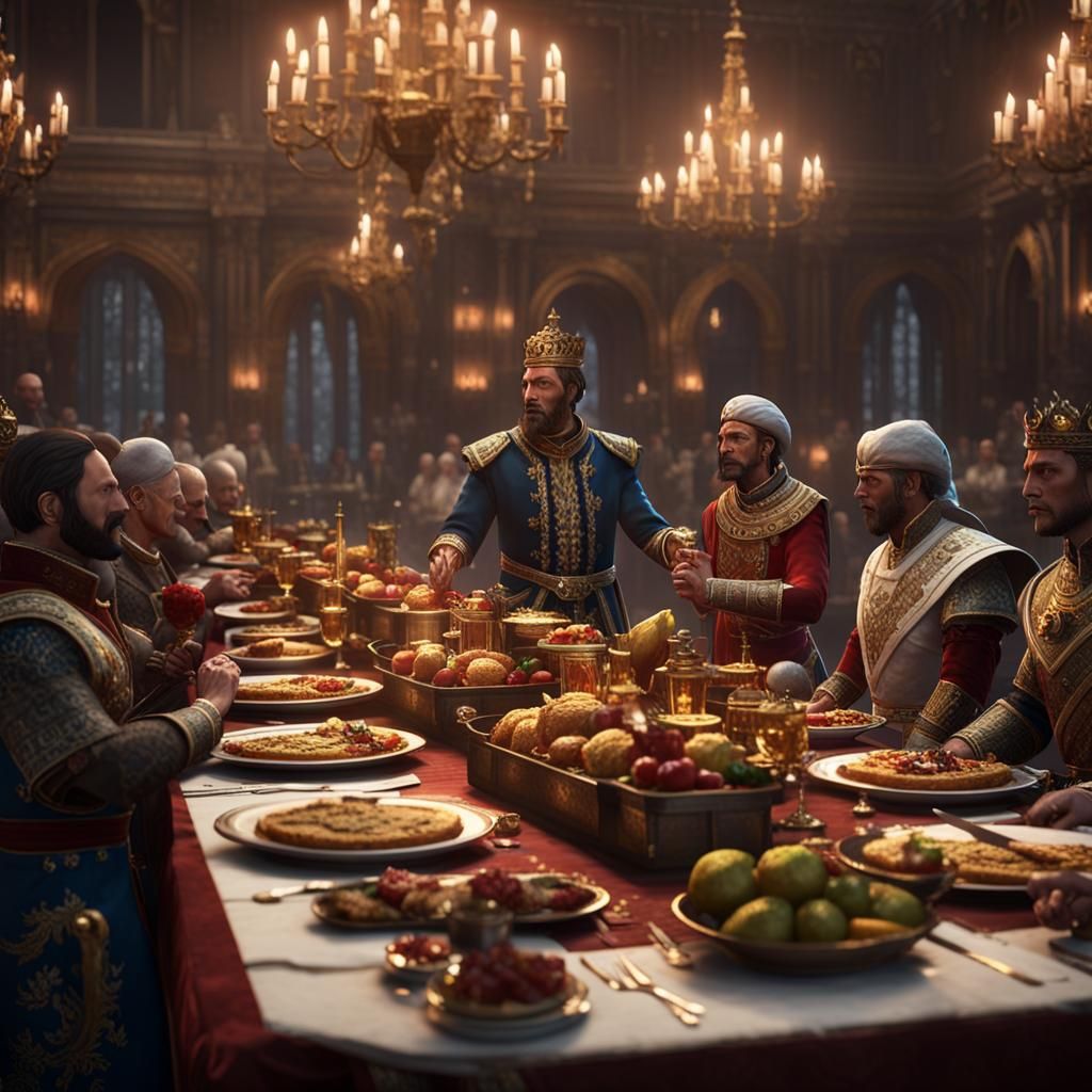 Royal Banquet in Epic 3D Videogame Style