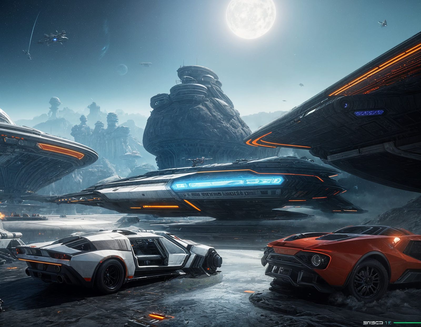 Diverse Aliens Gather on Futuristic Space Station