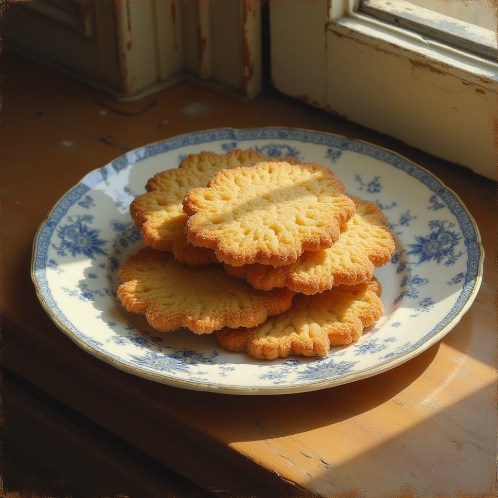 Golden Brown Ginger Snap Cookie in Cozy Kitchen Still Life