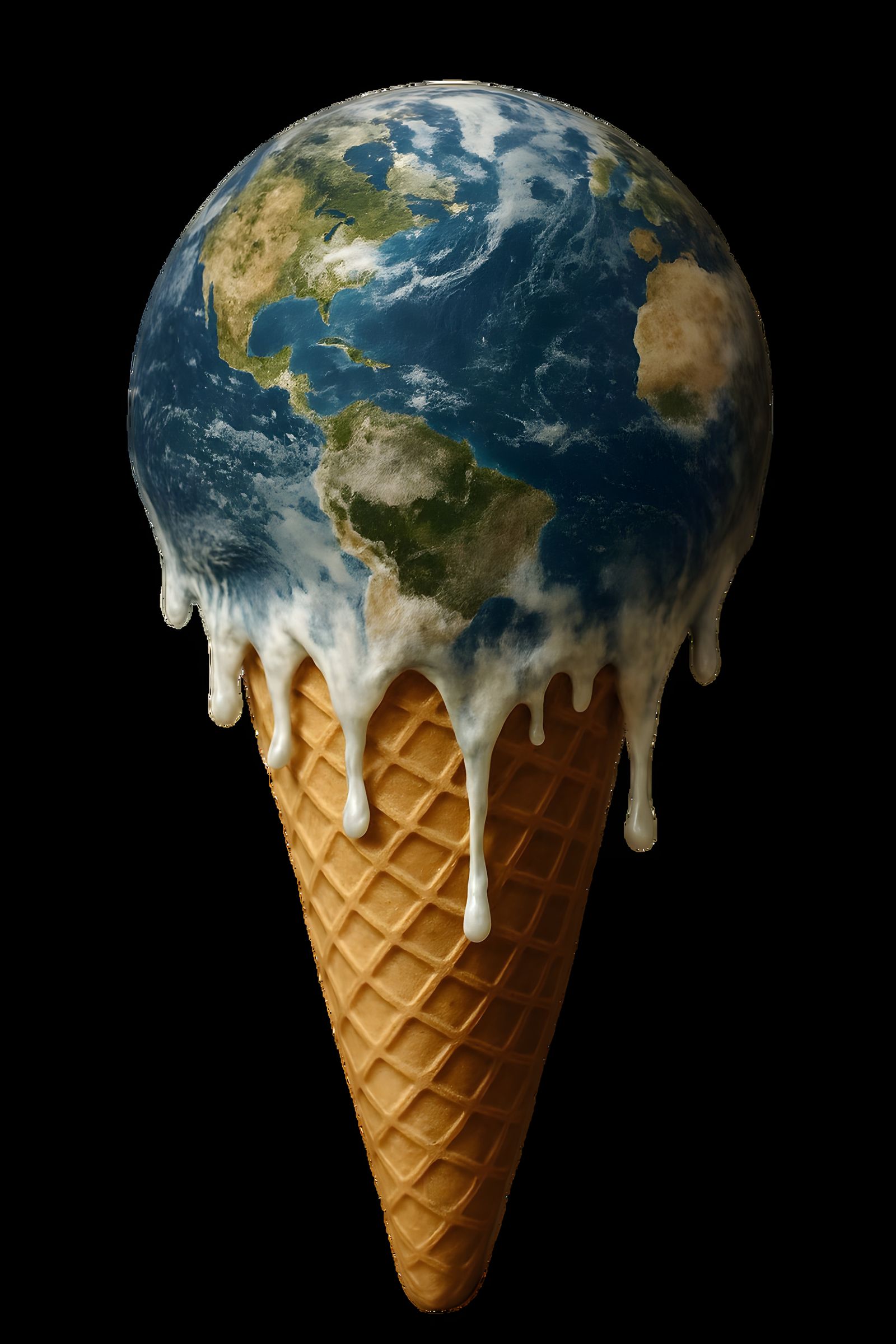 Earth Melting as Ice Cream: Global Warming Concept